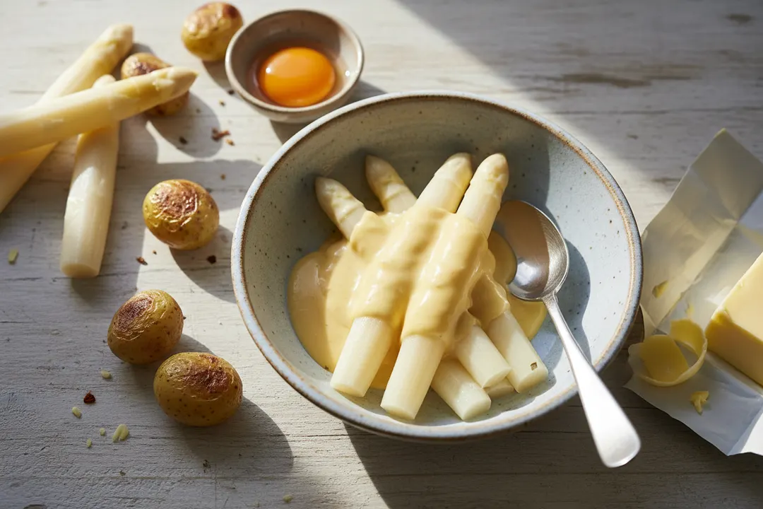 Weißer Spargel mit Hollandaise (Spargel)