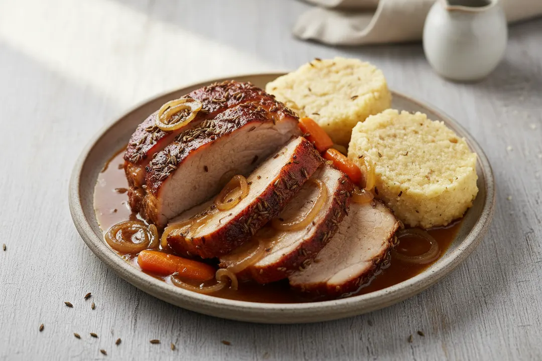 Bayerischer Schweinebraten mit Knödeln (Schweinebraten)