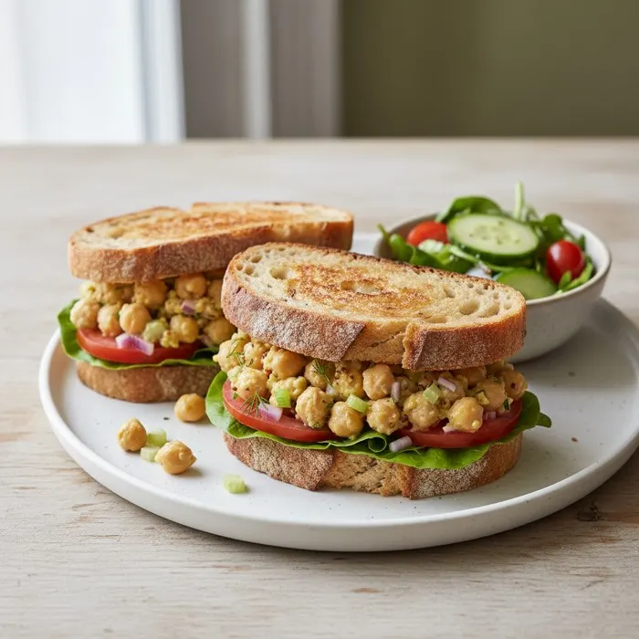 Gesundes Kichererbsen-Salat-Sandwich