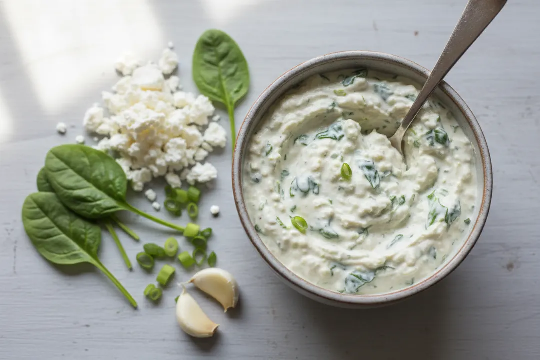 Hüttenkäse-Spinat-Dip
