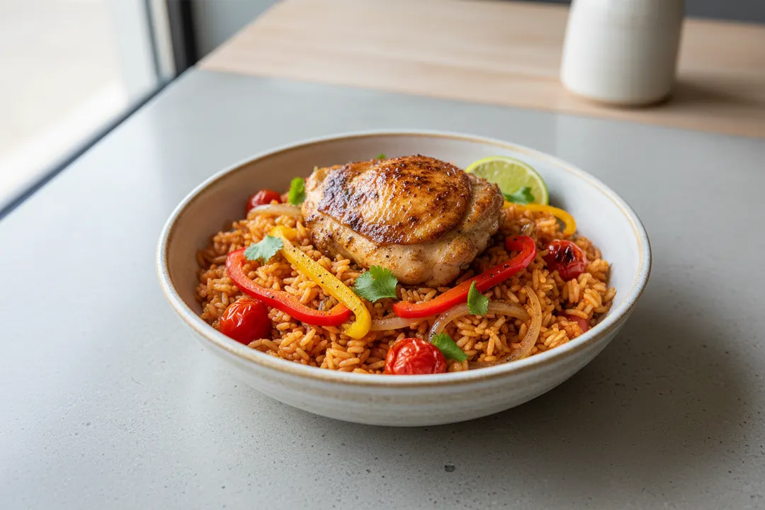 Jollof-Reis mit Hühnchen