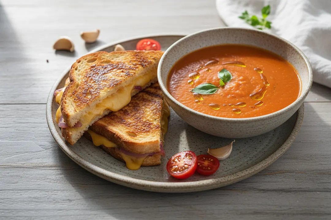 Gegrillte Käse- und Tomatensuppe