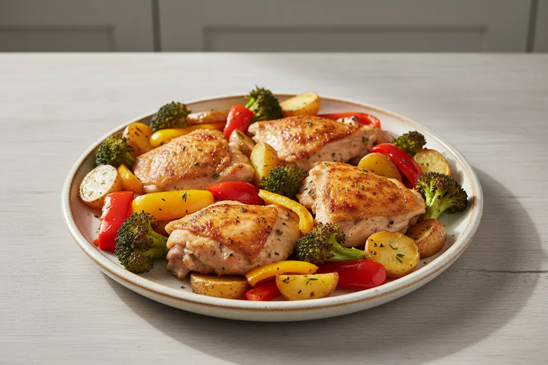 Hähnchen und Gemüse aus der Blechpfanne