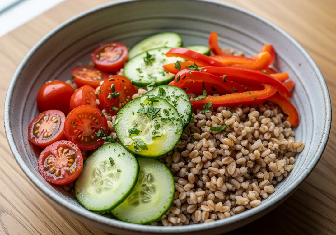 Mediterrane Farro-Korn-Bowl