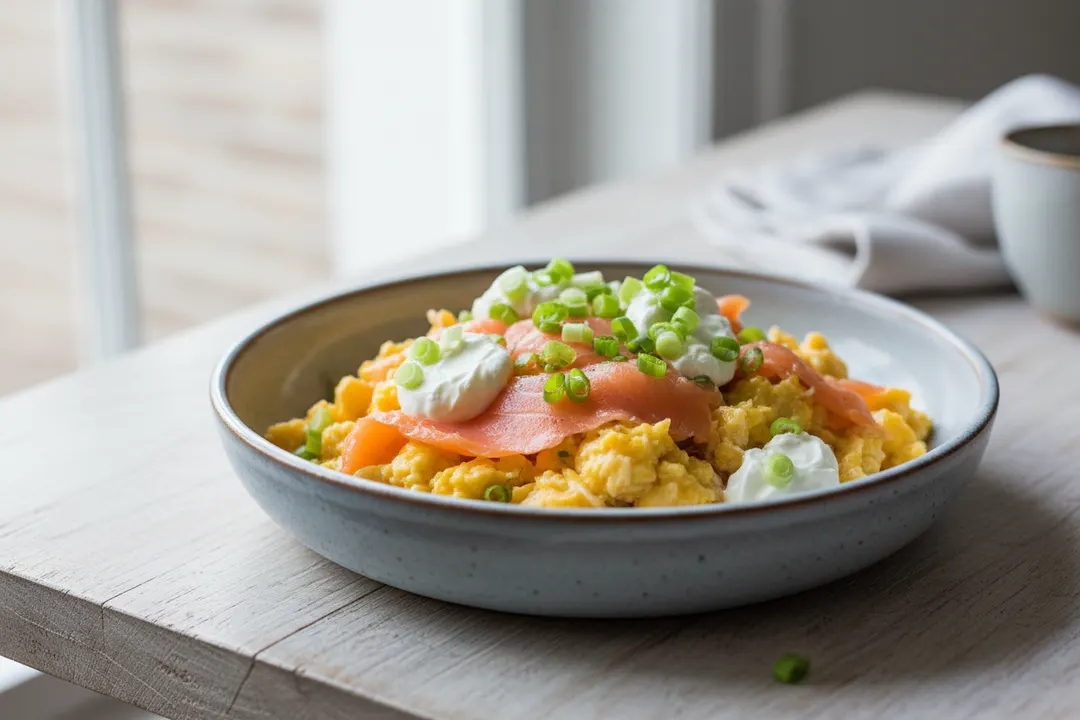Rührei mit geräuchertem Lachs