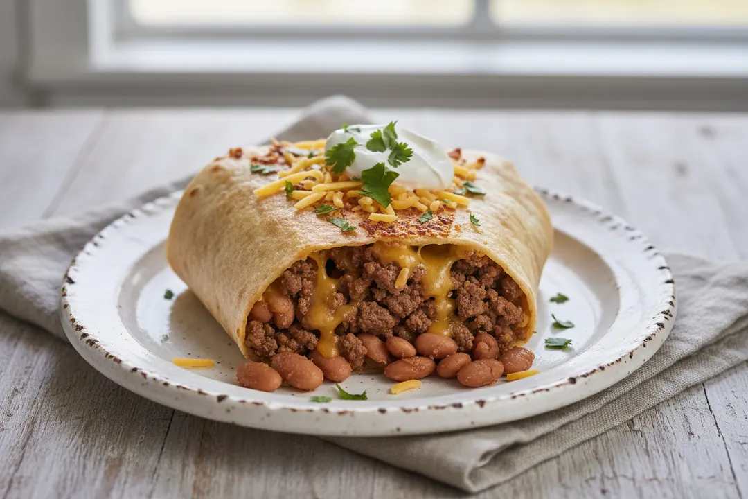 Burrito mit Rindfleisch und Bohnen