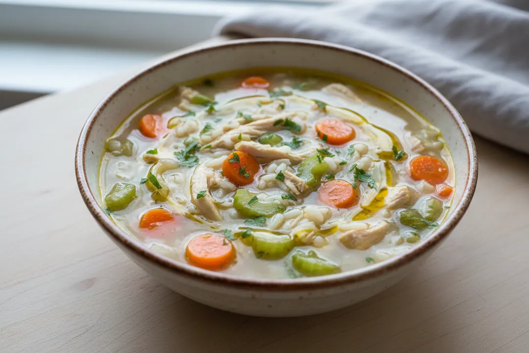 Hühner- und Reissuppe