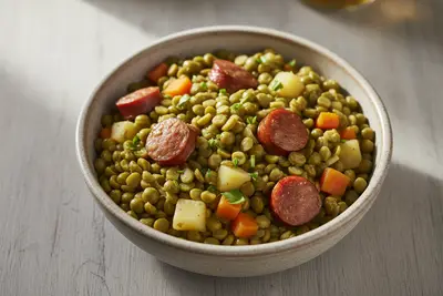 Deutscher Erbseneintopf mit Wurst (Erbseneintopf)