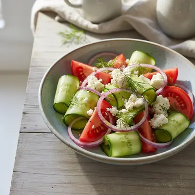 Frischer Griechischer Gurken-Tomaten-Salat