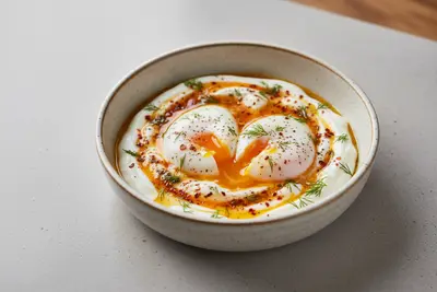 Türkische pochierte Eier (Çılbır)
