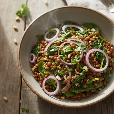 Warmer Linsen-Spinat-Salat
