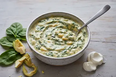 Spinat-Artischocken-Dip mit leichtem Frischkäse