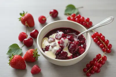 Rote Grütze mit Vanillesoße