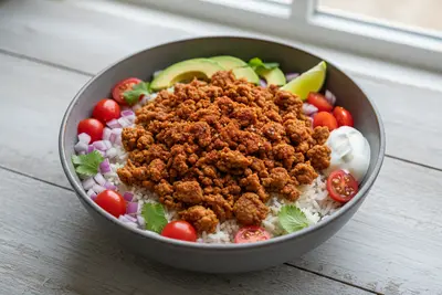 Taco-Bowl mit gemahlenem Truthahn