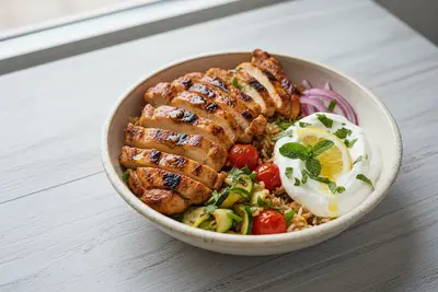 Gegrillte Hähnchen-Shawarma-Schüssel