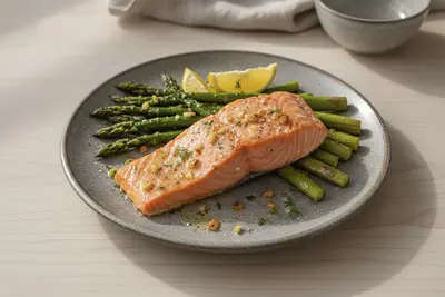 Lachs- und Spargelblechpfanne
