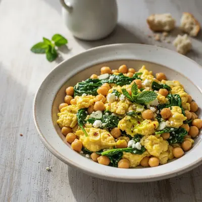 Mediterranean Chickpea & Egg Scramble