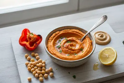 Gerösteter Hummus mit roter Paprika