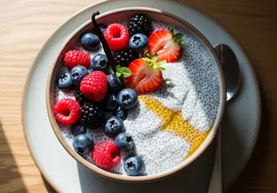 Vanille-Chia-Pudding mit frischen Beeren